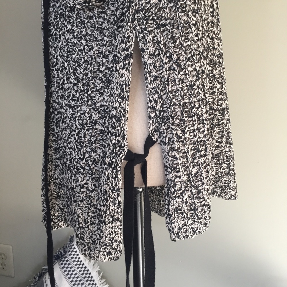 Pam & Gela Lace Up Open Knit Pullover Sweater, L - Picture 4 of 9